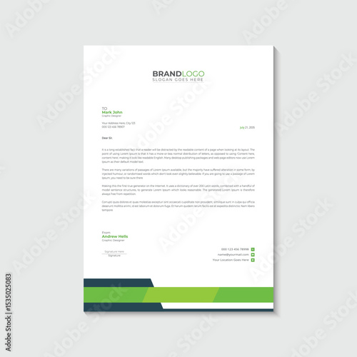 Clean and professional corporate company business letterhead template