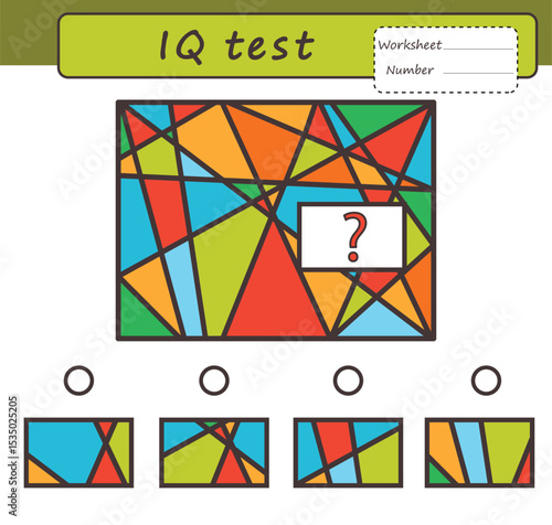 Educational logic puzzle game for children. Find what is hidden behind the element. IQ test. An activity for preschool children and toddlers. Worksheet
