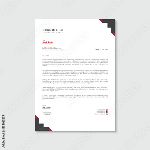 Clean and professional corporate company business letterhead template