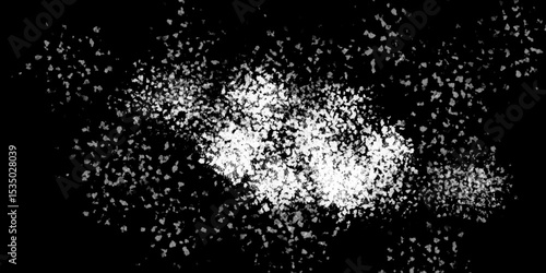 Snowflakes on dark background. white icy snowflakes isolated on black background, natural background. white crystalline powder on a black background. sugar dust. texture, pattern and clipping.
