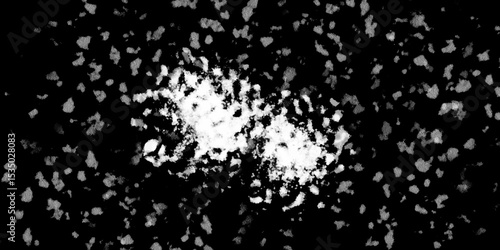 Snowflakes on dark background. white icy snowflakes isolated on black background, natural background. white crystalline powder on a black background. sugar dust. texture, pattern and clipping.