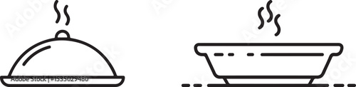 Restaurant food serving dishes icons isolated on transparent background