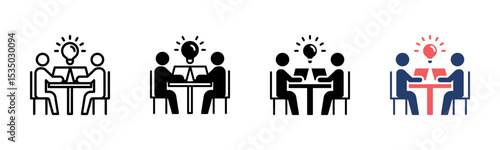 Brainstorming Team icon sheet multiple style collection