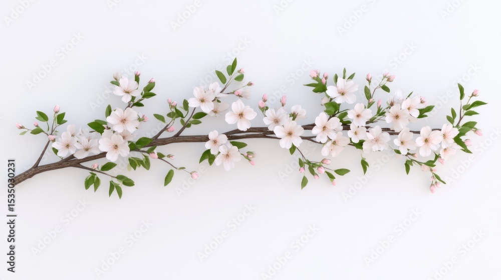 Obraz premium Spring blossom branch against white