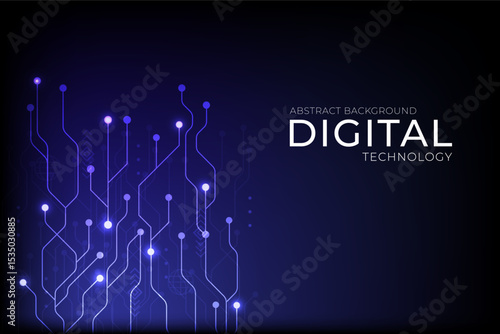 Abstract background Digital technology futuristic data on blue background, cyber nano information, abstract communication