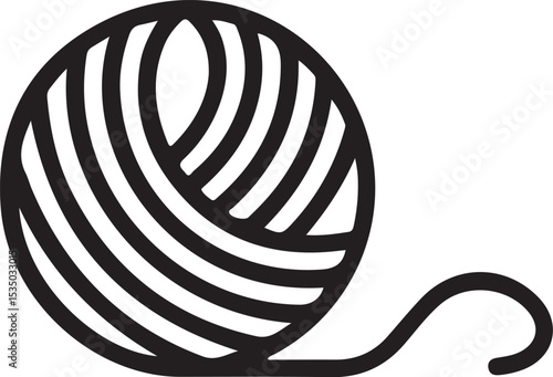 Yarn ball icon line art isolated on transparent background