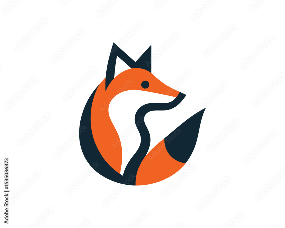 Obraz premium Fox color logo vector with bold design