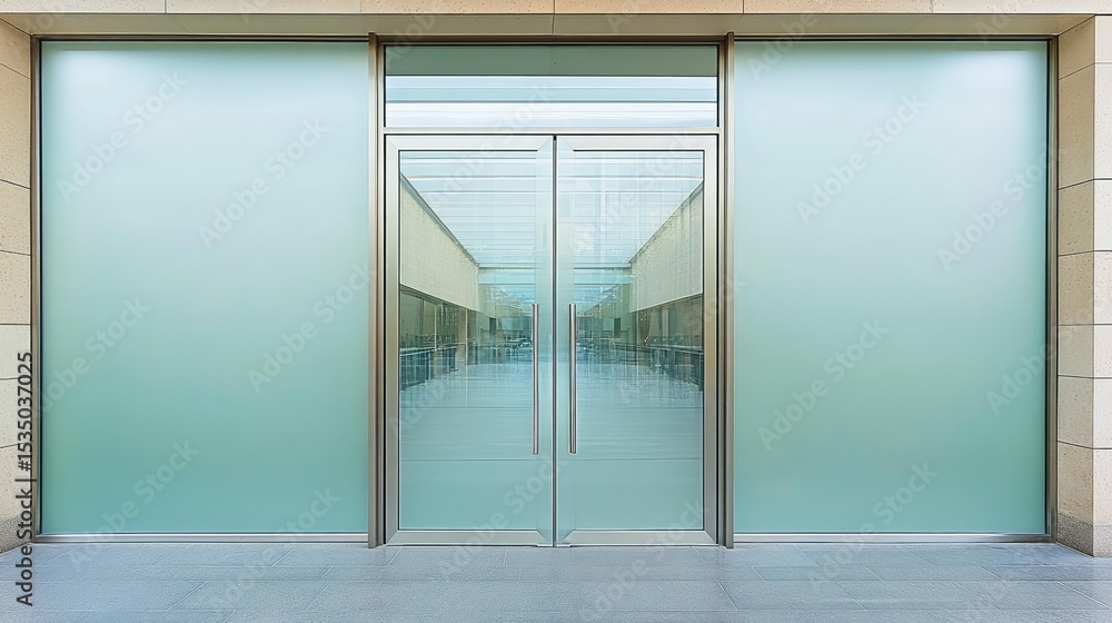 Fototapeta premium Modern storefront with frosted glass doors.