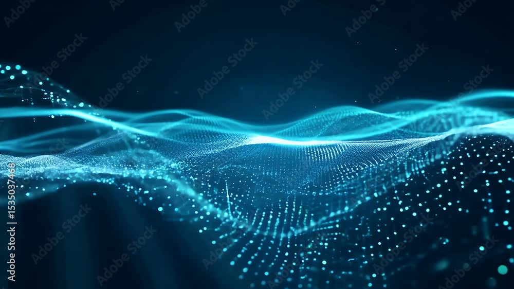 Soft glowing particles twist through virtual space gentle bokeh depth high fidelity 4K sci fi animation creates elegant background AI machine learning quantum computing videos