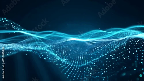 Soft glowing particles twist through virtual space gentle bokeh depth high fidelity 4K sci fi animation creates elegant background AI machine learning quantum computing videos