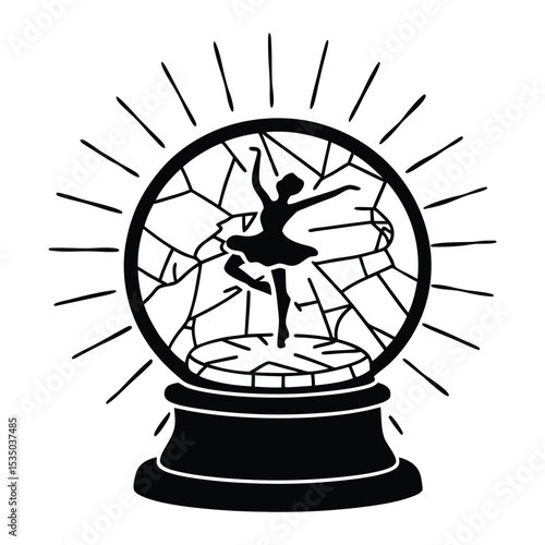 This illustration features a wind turbine silhouette with elements of a clock, compass, and wheel for a symbolic business design