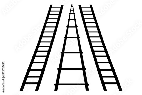 Black ladder vector icons isolated on Transparent Background