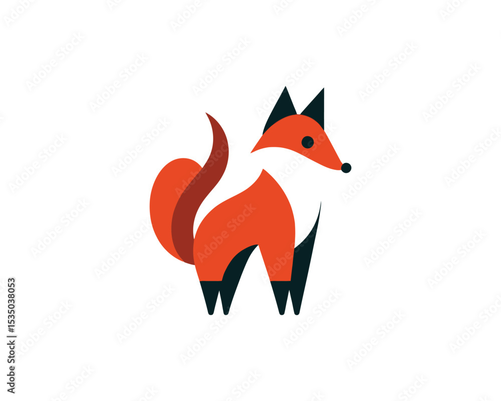 Fototapeta premium Fox logo vector icon with vibrant accents