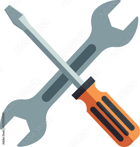Crossed Wrench and Screwdriver Tools