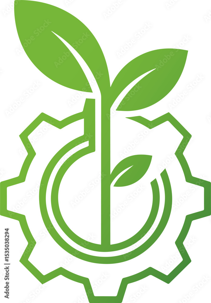 Green Sprout with Gear Eco-Friendly Icon Green Sprout with Gear Eco-Friendly Icon