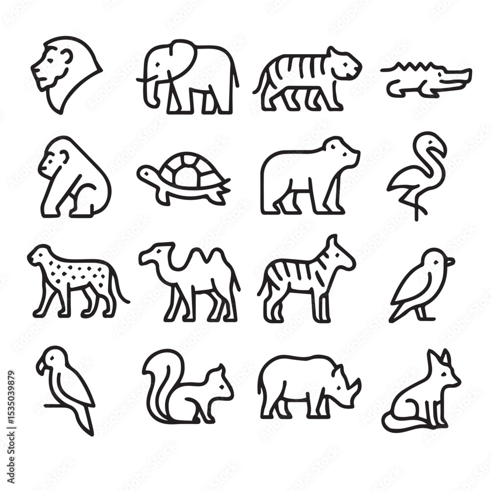 Obraz premium Animal Icon Set Cat Illustration with Vector Art Elements for Graphic Design