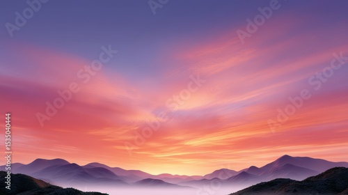 Stunning sunset over rolling hills with vibrant colors in the sky.