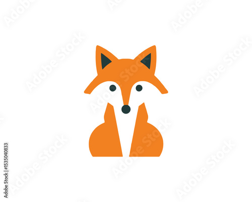 Simple fox logo icon in flat style
