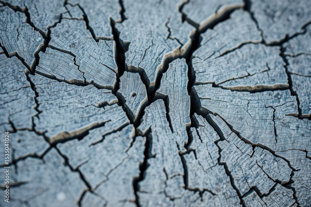 Fototapeta premium Detailed close up of cracked and weathered grey wood texture
