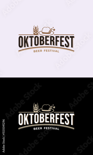 Oktoberfest logo, label with wheat icon and cowboy hat. Octoberfest beer festival poster or banner design. Vector illustration