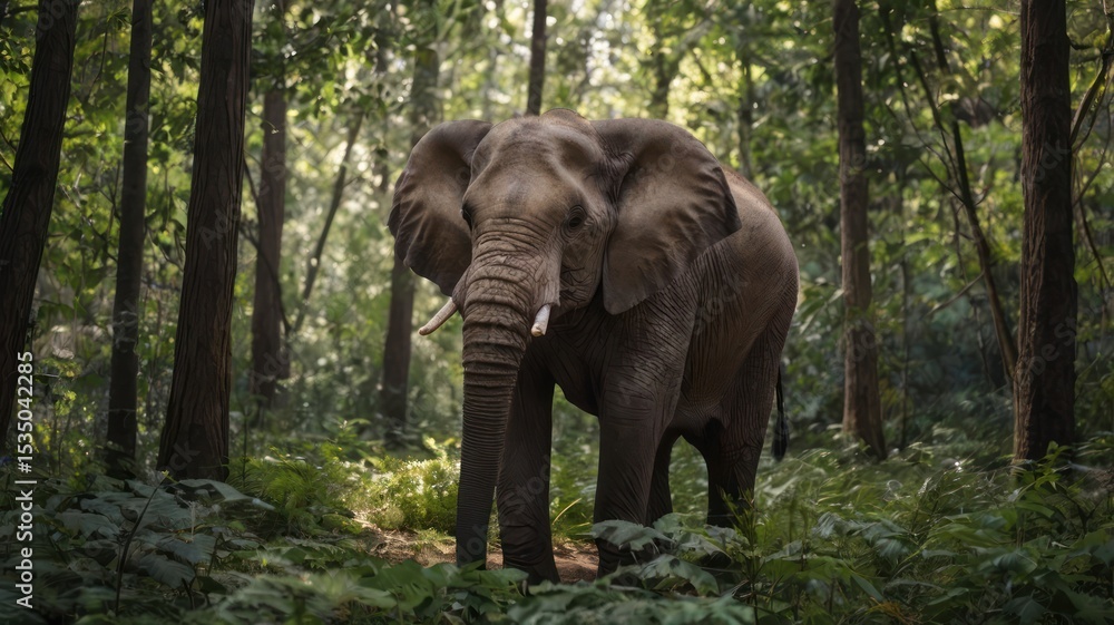 Fototapeta premium Elephant in a lush forest