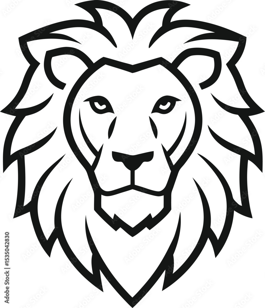 Fototapeta premium Asiatic lion head line art vector logo