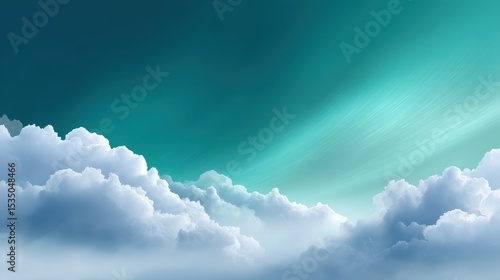 Serene blue sky with soft, fluffy clouds under a gradient of turquoise and teal.