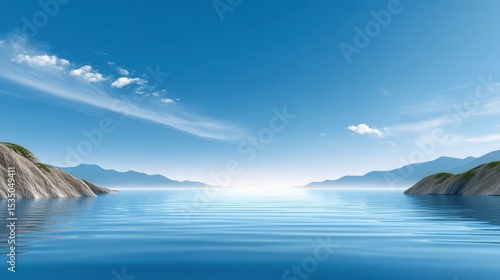 Serene ocean view with gentle waves and a clear blue sky.