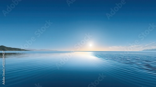 Serene ocean view with a brilliant sunrise over calm waters.