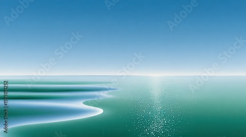 Tranquil seascape with gentle waves and bright blue sky reflecting on calm waters.