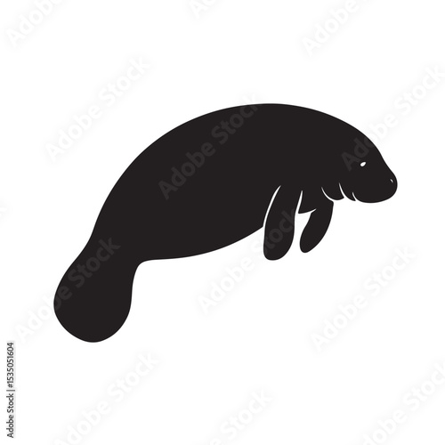 Wallpaper Mural Silhouette Illustration of a Manatee Floating in Calm Water Torontodigital.ca
