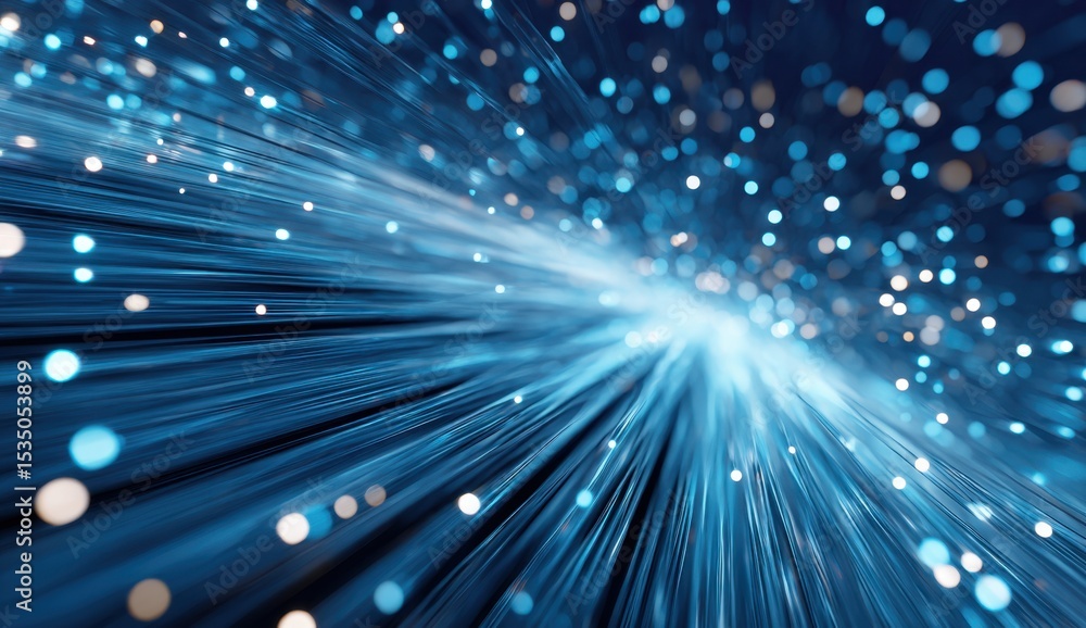 Naklejka premium Fiber Optics Explode in a Burst of Blue Light, Creating a Mesmerizing Digital Abstract Background Effect Display