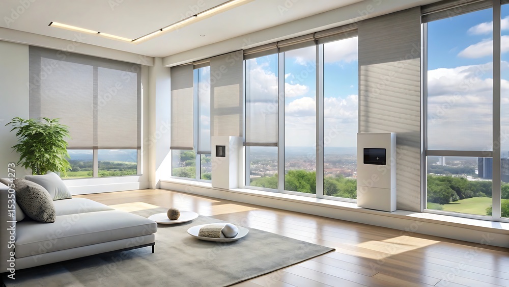 Fototapeta premium Smart Indoor Plant Monitoring System with Modern Camera Device in Sunlit Home Garden Setting.