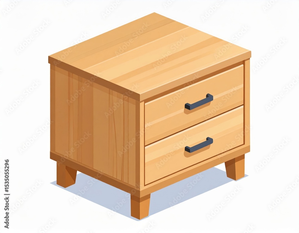 Light Brown Wooden Nightstand With Two Drawers Light Brown Wooden Nightstand With Two Drawers