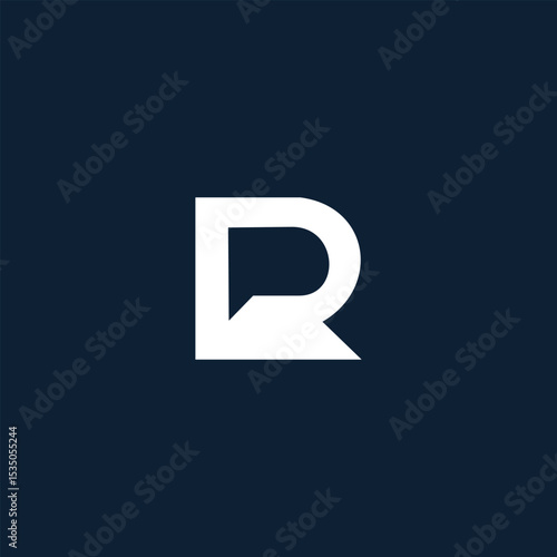 Minimalist Letter R Logo Design in Circular Outline on Dark Blue Background