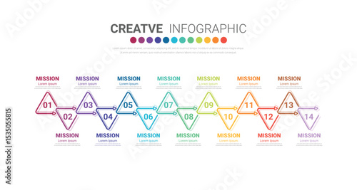 Infographics element design for 14 option, can be used for Business concept steps or processes.
