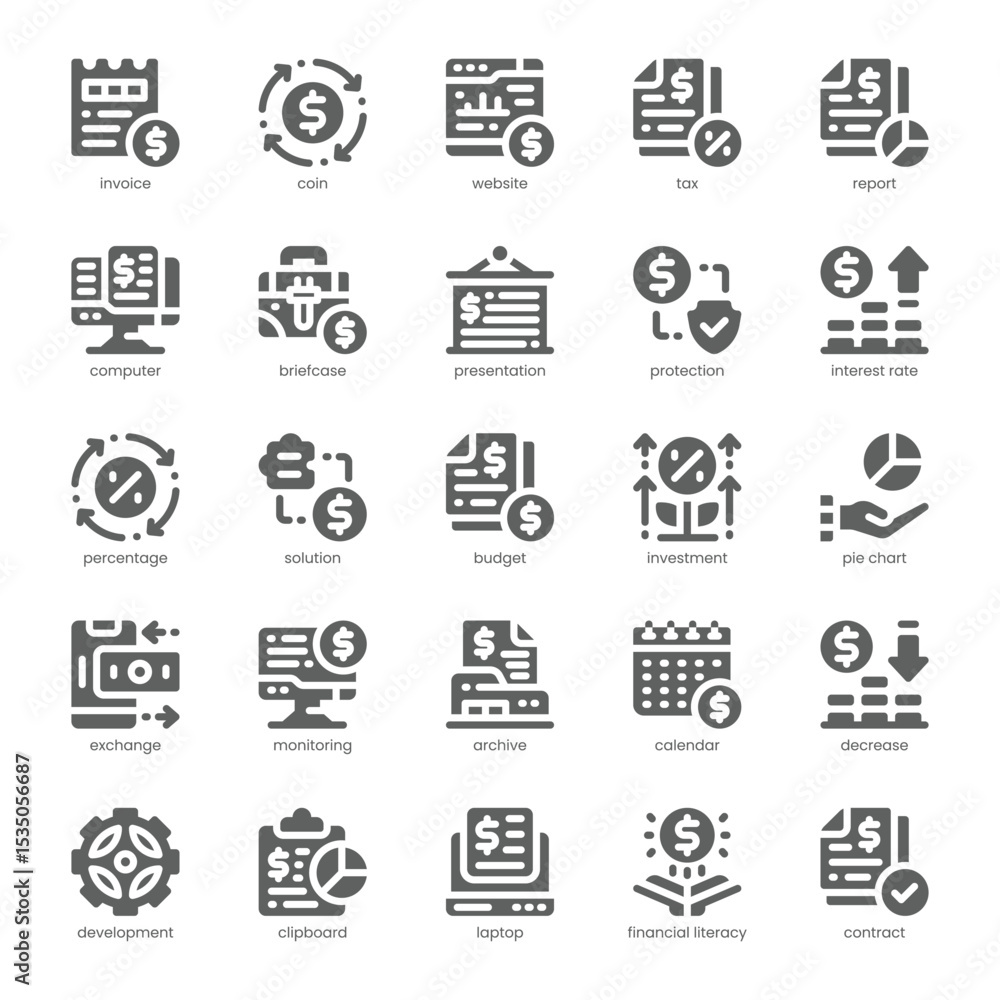 Budget Monitoring Icon pack for your website, mobile, presentation, and logo design. Budget Monitoring Icon solid design. Vector graphics illustration and editable stroke. Budget Monitoring Icon pack for your website, mobile, presentation, and logo design. Budget Monitoring Icon solid design. Vector graphics illustration and editable stroke.