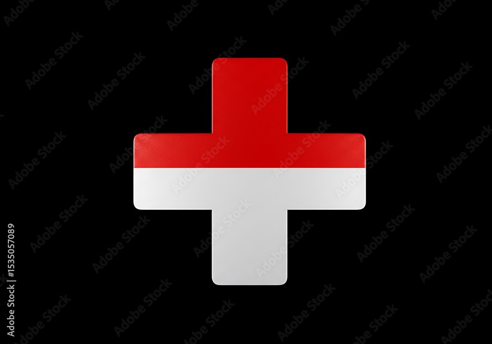 Fototapeta premium Red & White Cross: 3D Render, Deep Shadows
