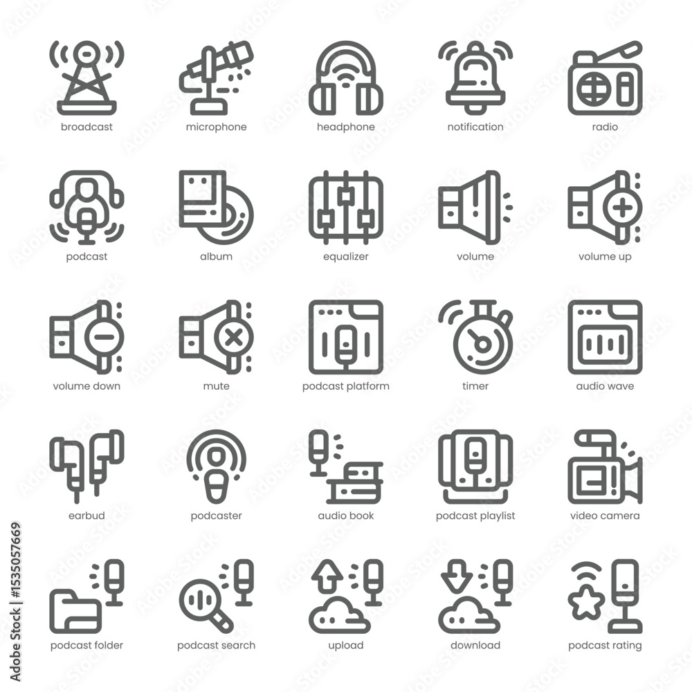 Podcast Platform Icon pack for your website, mobile, presentation, and logo design. Podcast Platform Icon outline design. Vector graphics illustration and editable stroke. Podcast Platform Icon pack for your website, mobile, presentation, and logo design. Podcast Platform Icon outline design. Vector graphics illustration and editable stroke.