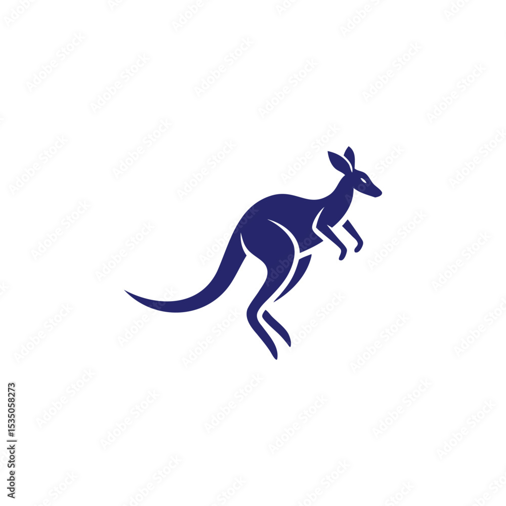 Fototapeta premium Kangaroo Logo. Minimalist Black Silhouette Design for Bold and Agile Branding