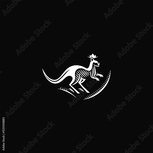 Kangaroo Logo. Minimalist Black Silhouette Design for Bold and Agile Branding