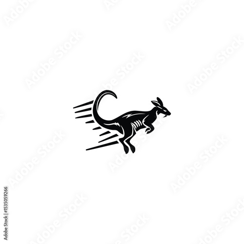 Kangaroo Logo. Minimalist Black Silhouette Design for Bold and Agile Branding