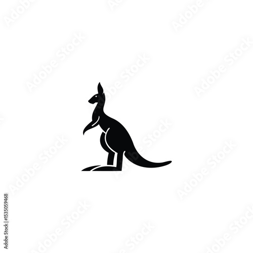Kangaroo Logo. Minimalist Black Silhouette Design for Bold and Agile Branding