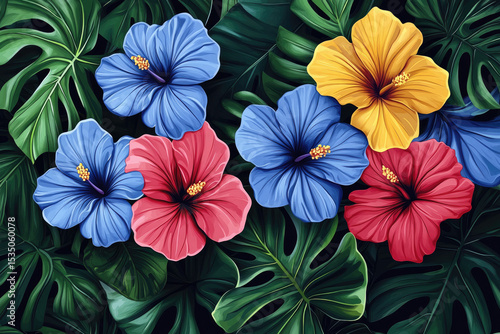 Wallpaper Mural Colorful and Playful Tropical Floral Vector Illustration Torontodigital.ca