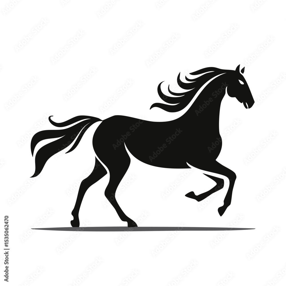 Black silhouette of a galloping horse vector Black silhouette of a galloping horse vector