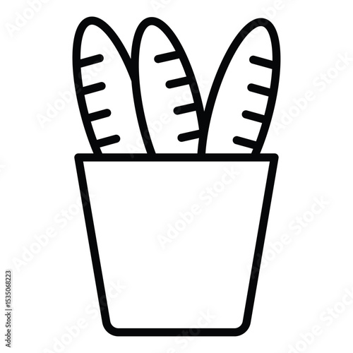 French bread icon Outline isolated logo mark