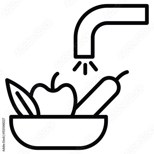 Fruits Washing icon Outline isolated logo mark