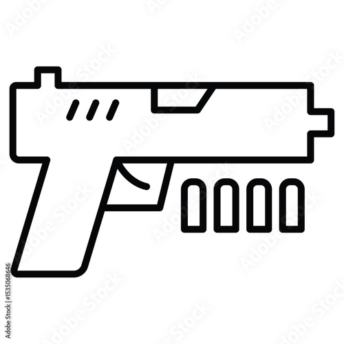 Gun with ammunition icon Outline isolated logo mark