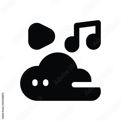 cloud music glyph icon. Strong and solid vector icon for websites, mobile interfaces, presentations, and visual branding. High quality and easy to edit.