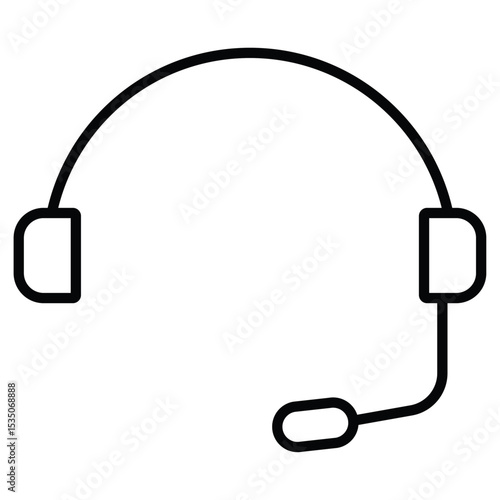 Helpdesk Headphone icon Outline isolated logo mark